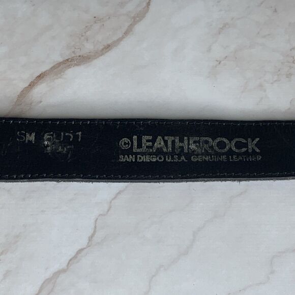 Vtg Leatherock Blue Leather Western Belt Silver Tone Concho Studded Buckle Large main image 10